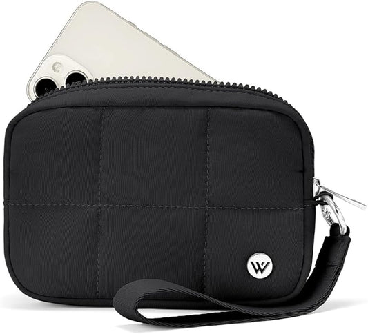 WESTBRONCO Puffer Wristlet Wallets for Women RFID Nylon Wallet with Zipper Quilted Purse for Travel Credit Card Holder Phone
