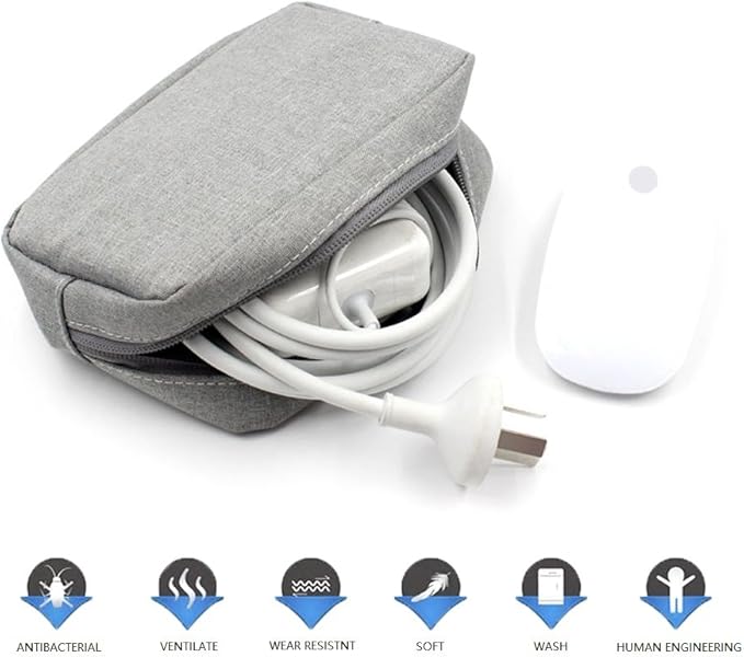 Universal Electronics/Accessories Soft Carrying Case Bag, Durable & Light-weight,Suitable for Out-going, Business, Travel and Cosmetics Kit (Small-Gray)