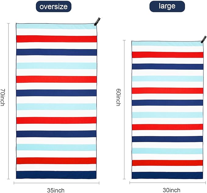 Exclusive Microfiber Quick Dry Beach Towel, Oversized Lightweight Sand-Free Pool Towel for Swimming Camping Travel with Bag (Navy, 35x70 Inches)
