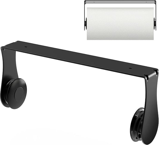 Paper Towel Holder Under Cabinet, Wall Mount, One-Handed Tear, Stainless Steel, Black, Paper Roll Holder with Kitchen Bathroom Farmhouse Essentials Decor Accessories