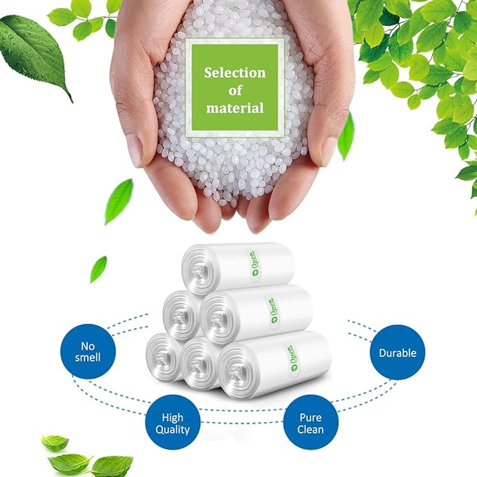 1.2 Gallon 330 Counts Strong Trash Bags Garbage Bags by Teivio, Bathroom Trash Can Bin Liners, Small Plastic Bags for home office kitchen (Clear)