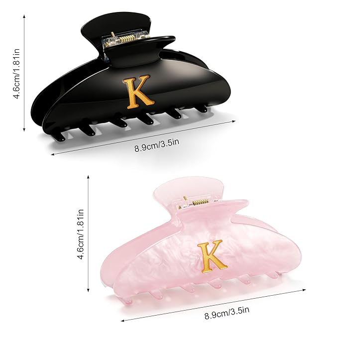 CWJCYTNSN 2 PCS Hair Claw Clips for Women Non-slip Black Pink Claw Clips for Thick Thin Hair Stylish K Hair Clips Elegant Hair Accessory Girls
