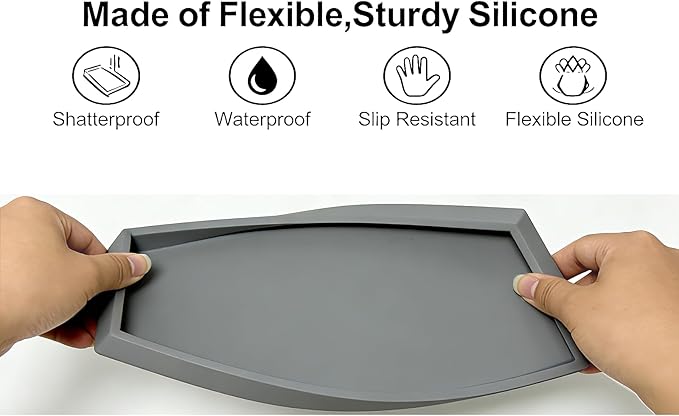 Bloss Silicone Tray Set for Bathroom/Kitchen - 11.8" Bathroom Soap Dispenser Tray and Soap Holder, Silicone Vanity Trays Countertop Organizer for Scrubber, Perfume, Jewelry, Candle Tray