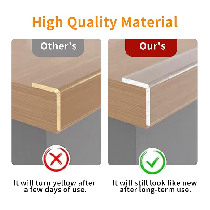 1.18 in x 9.84 FT, Clear Edge Protector Strip Sharp Edge Wrap Cover Tape, Self-Adhesive Protective Bumper Guards for Cabinet Door, Desk, Glass Table, Bed Furniture, Kitchen Countertop, Waterproof