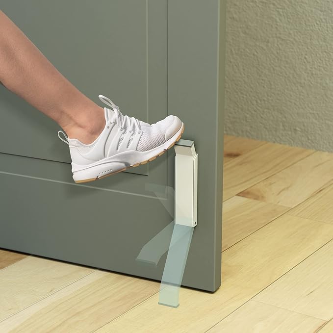 Door Stopper, Door Holder, No Drilling Door Stoppers, Easy Pedal Kick Down Door Stop (White x 1 Pack)