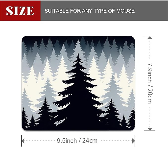 Square Mouse Pad Misty Forest, Personalized Premium-Textured Custom Mouse Mat Design, Washable Mousepad Cloth, Non-Slip Rubber Base Computer Mouse Pads for Wireless Mouse