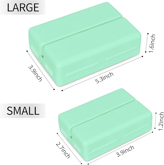 FYY 2 Pcs Daily Pill Organizer, 7 Compartments Portable Pill Case Travel Pill Organizer,[Folding Design] Pill Box for Purse Pocket to Hold Vitamins,Cod Liver Oil,Supplements and Medication-Green