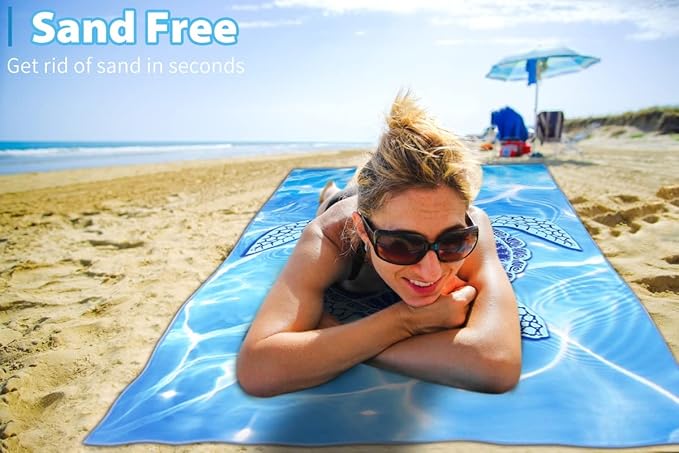 TwoYek 2 Pack Microfiber Thin Beach Towel Lightweight 71x32 Oversized Extra Large Sand Free Towels Quick Dry for Travel Pool Yoga Gym Sports Beach Accessories Vacation Essential Gift