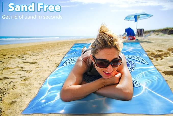 TwoYek 2 Pack Microfiber Thin Beach Towel Lightweight 71x32 Oversized Extra Large Sand Free Towels Quick Dry for Travel Pool Yoga Gym Sports Beach Accessories Vacation Essential Gift