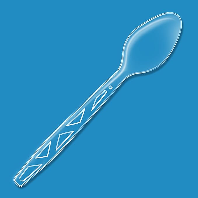 Amazon Basics Disposable Clear Plastic Spoons, Premium Quality, BPA Free, Strong, 100 Count