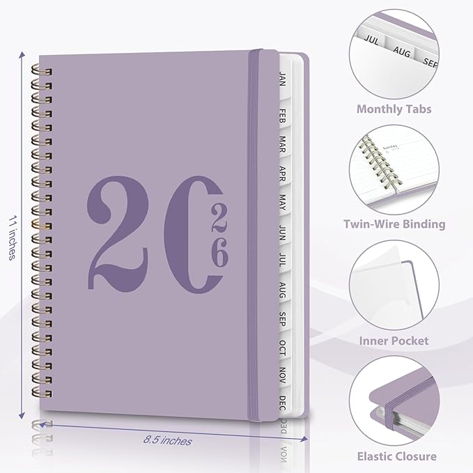 2026 Planner, Weekly and Monthly Calendar Academic Planner, Jan 2026 - Dec 2026, Planning Agenda Book for Desk Accessories and School Supplies - Letter Size(8.5'' x 11'')
