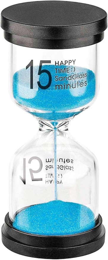 15 Minute Sand Hourglass Timer: Plastic Sand Clock 15 Min, Hour Glass Colorful Sandglass Timer for Kids, Games, Classroom, Kitchen, Decoration