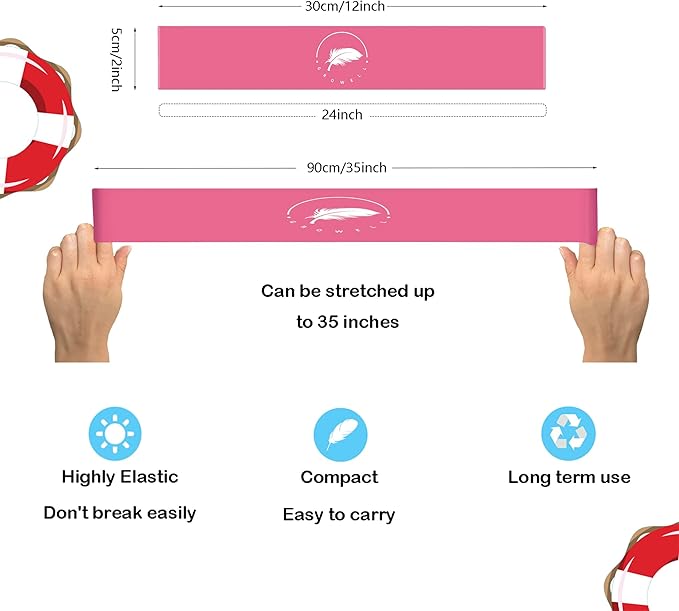 Towel Bands (6 Pack) - Stretch Beach Towel Clips for Beach Cruise Pool Chairs, Lounge Towel Holder Elastic, Cruise Ship Essentials (Pink)