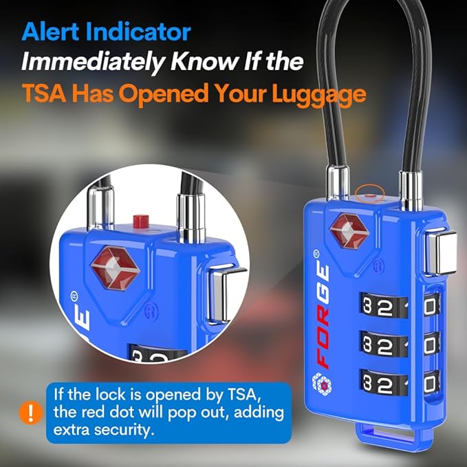 Bright Colors, TSA Approved Luggage Locks 4 Pack, Resettable Combination with Alloy Body, Blue 4 Locks.