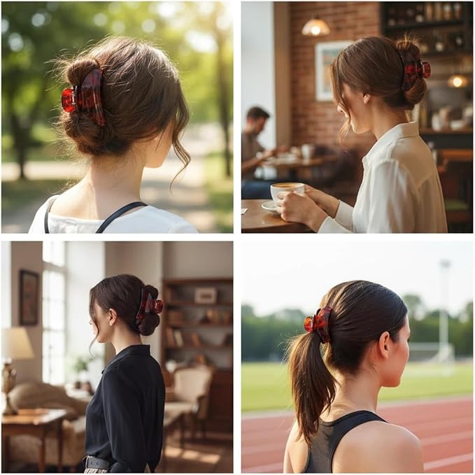 Big Claw Hair Clips for Women Hair Jaw Clips Large Hair Claw Clamps Acetate Hair Clip 2 Pack,Tortoise/Burgundy