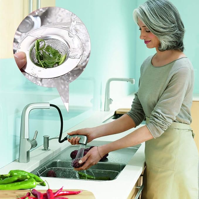 Kitchen Sink Strainer Stainless Steel Sink Strainer with Large Wide Rim 4.5" for Mesh Sink Strainer, Bathroom, Slop, Laundry, RV, Lavatory, Large (Pack of 2)