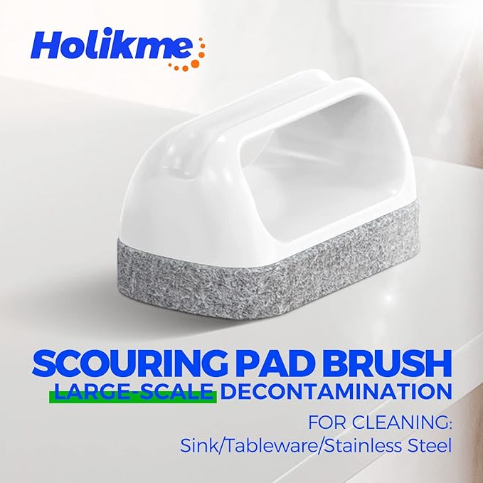 Holikme 7 Pack Deep Cleaning Brush Set, Scrub Brush, Grout Brush, Pool Brush, Scrub Pads with Scraper Tip Scouring Pads, for Pool Walls, Bathroom, Floor, Bike, Tub, Shower and Kitchen Surface (Blue)