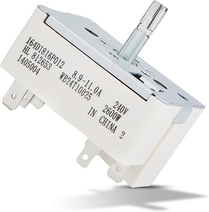 WB24T10025 Surface Burner Control Switch Replace for GE Electric Ranges 8 Inch OEM Range Switch, Fits GE, for Kenmore, for Hotpoint Range Infinite Control Switch Replace for:154510 AP2024072 PS236750