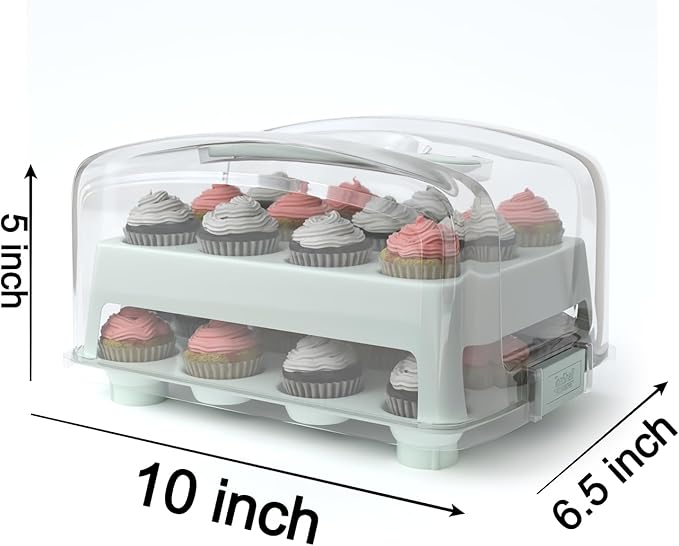 Top Shelf Elements MINI Cupcake Box. NOT For Standard Size Cupcakes. Fashionable Green Carrier Holds 24 MINI-Size Cupcakes, Cupcake Traveler,