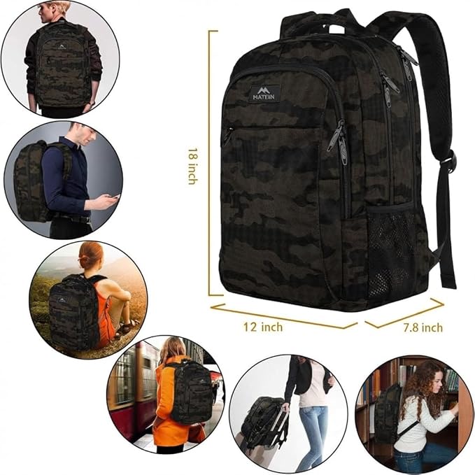 MATEIN 15.6 Inch Laptop Backpack, Sturdy Business Travel Laptop Backpack, Sturdy Carry On Water-Resistant Daypack for Work College Bookbag Men Women Computer Backpack