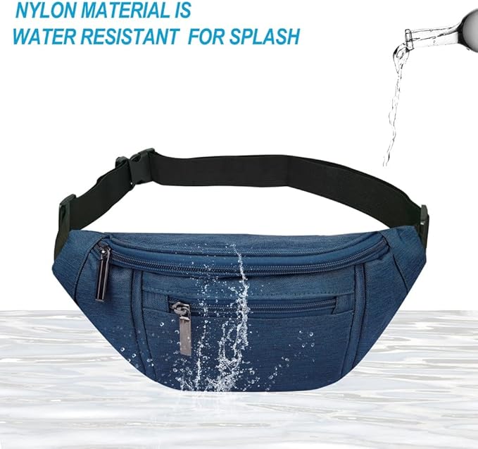 Fanny Pack for Men Women,Crossbody Waist Bag Pack,Belt Bag for Travel Walking Running Hiking Cycling,Easy Carry Any Phone,Wallet (Dark blue)