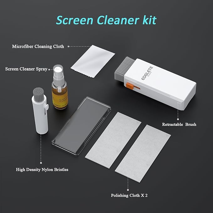 Edglete Car Screen Cleaner Spray and Wipe, Car Interior Cleaner Detailing Kit Screen Cleaning Tool for Touchscreen Display Dashboard, Car Detailing Brush for Tesla Jeep BMW Honda Benz Chevy