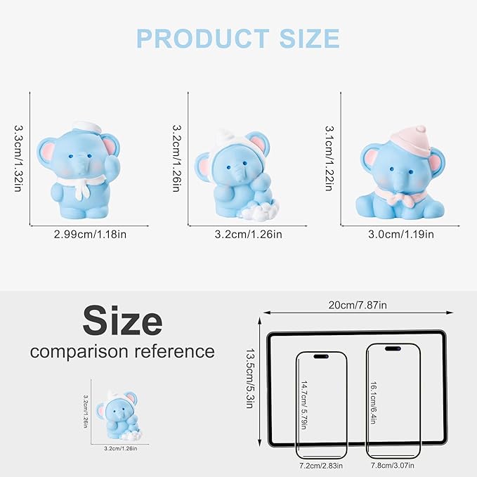 12 Pcs Mini Elephant Figurines - Fairy Garden Decor,Miniature Landscape Ornaments,DIY Craft Projects,Home Decoration Access