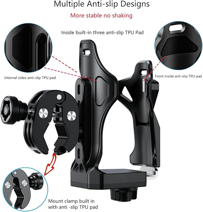 Kewig Anti-Theft Motorcycle Cup Holder, Extra Large Adjustable Size Bike Water Bottle Holder for 1.95-3.6" Diameter Bottles, Drink Holder for Stroller, Moto, Bicycle, Scooter, Wheelchair