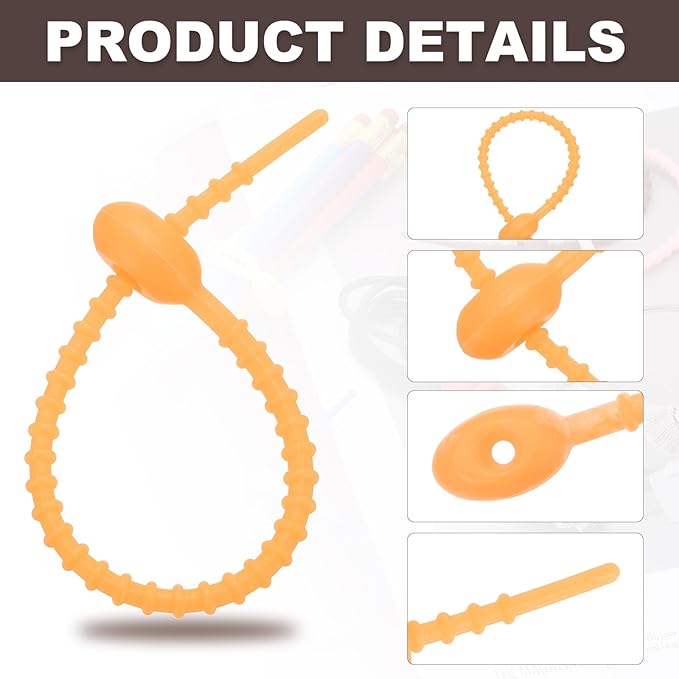 PATIKIL 6 Inch Silicone Cable Ties, 20pcs Rubber Reusable Twist Zip Ties Organizer for Home Office Kitchen Food bags Wires Adjustable Bag Clip, Yellow