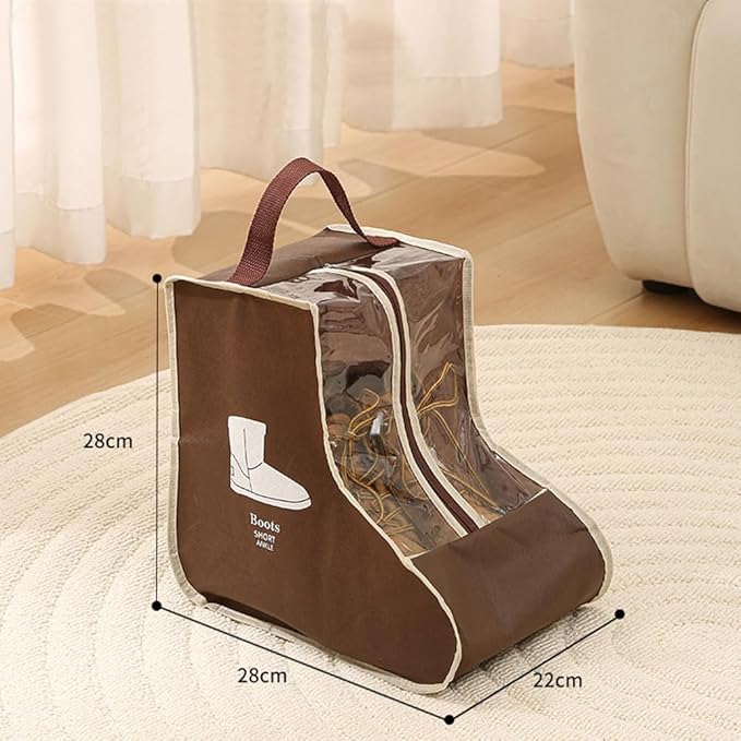 Travel Shoe Bags Tall/Short Boots Storage Bags Dust-proof Shoe Storage Organizer Shoe Pouch with Zipper for Travel and Daily (2 pack short brown)
