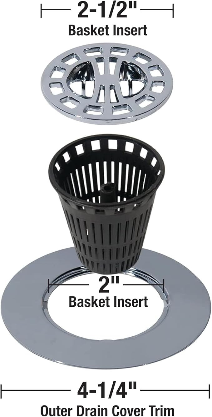 Danco, Inc. 3-Inch Hair Catcher for Stand-Alone Shower 10529, Pack of 1, Chrome in-Drain