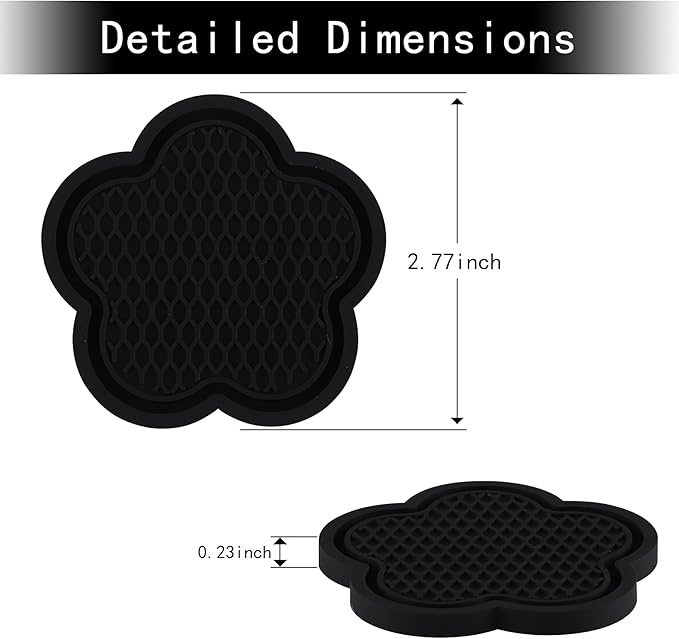 GArhomxy Non-Slip Cup Coaster, 4pcs Universal Shaped Coaster, PVC Flower, Crystal Car Interior (Black)