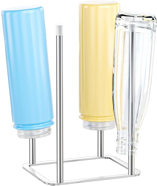 Water Bottle Drying Rack, Stainless Steel Bottle Dryer Rack, Baby Bottles Rack Dryer, Cup Drying Rack, Reusable Bag Drying Stand, Kitchen Stand Holder for Glass Bottles, Plastic Bag (Silver)