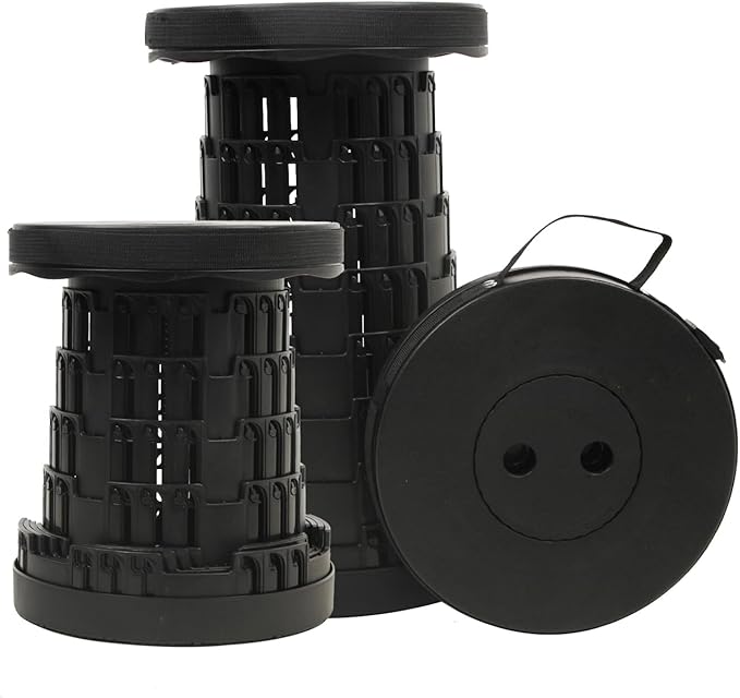 2025 Collapsible Stool Chair, Max 660lb Upgraded Folding Stool, Lightweight, Sturdy, Adjustable, Portable, Foldable Seat Stools for Outdoor Camping Fishing Hiking BBQ