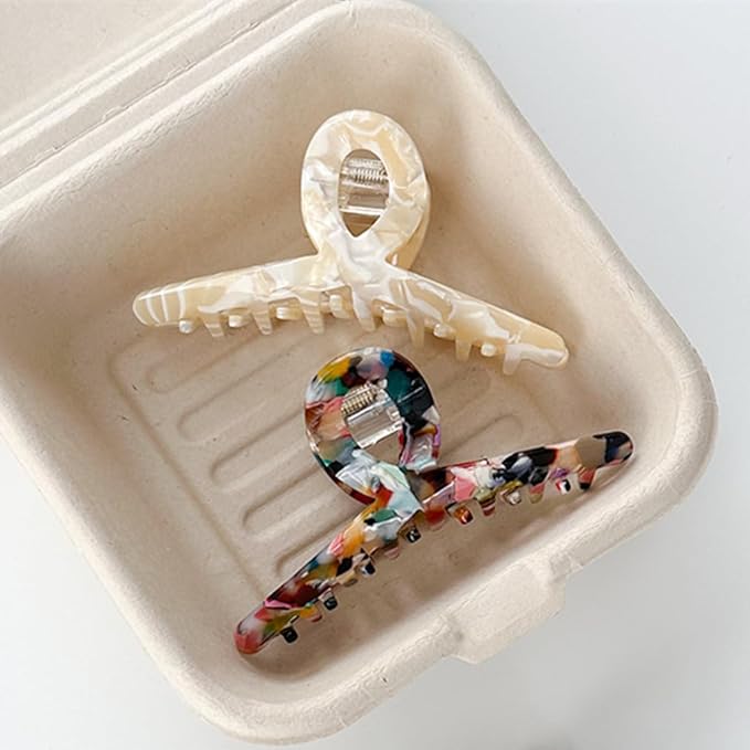 4.1 Inch Hair Clips Tortoise-shell Claw Cellulose Acetate Jaw Clip Celluloid French Design Hair Barrettes Grip Leopard Print Clamps for Women Ladies Mother (3 Pack)