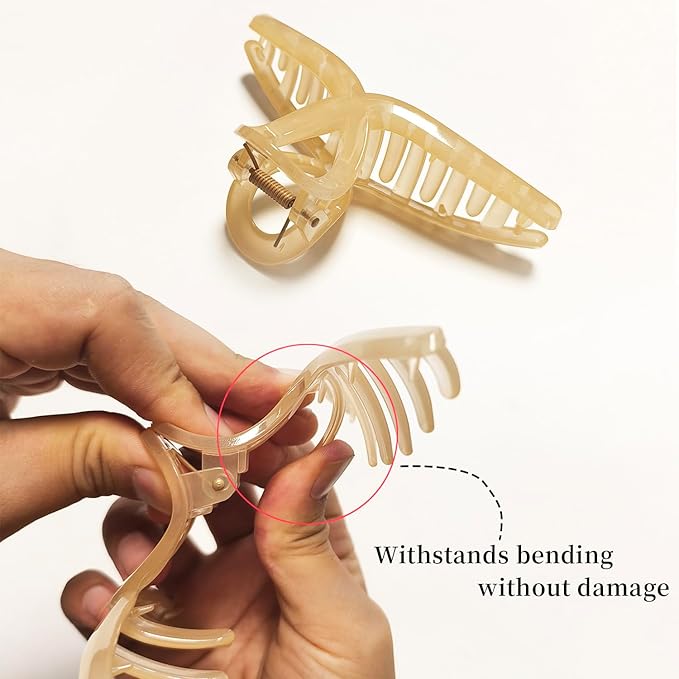 5 Inch Extra Large Hair Claw Clips, No Slip Jelly XL Hair Clips for Thick Long Curly Hair, Big Claw Clips, 5 Pack