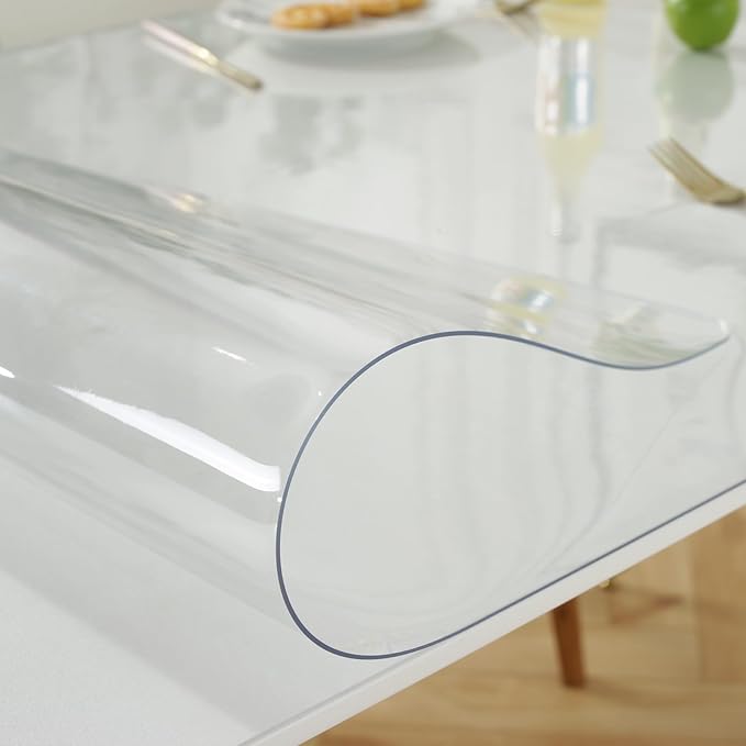 LovePads Clear Desk Mat 16 x 55 Inch, 1.5mm Thick Clear Table Protector, Waterproof Plastic Table Cover Protector, PVC Desk Protector Mat, Vinyl Desk Cover for Desktop, Coffee & Dining Table