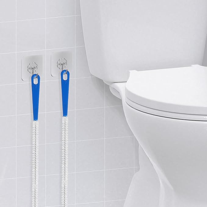 4 Packs Snake Drain Hair Removal Tools, 17.7" Long Flexible Drain Cleaning Brush, Sewer Drains Brush, Drains Clog Remover, Shower Clog Remover for Curved Pipes and Slim Holes