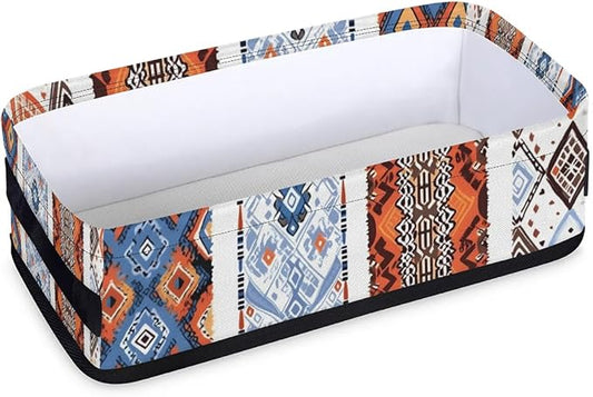 Western Tribal Small Bathroom Baskets for Toilet,Foldable Toilet Paper Tank Basket Organizer for Towels Storage Decorative Open Storage Bins for Home,Closet,Containers,Cabinet