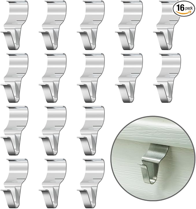 Stainless Steel Siding Hangers, Set of 16, Heavy Duty, Rust-Resistant, Low Profile, Hold Up to 12 Lbs, No Drill Siding Clips for Horizontal Vinyl Siding (16)