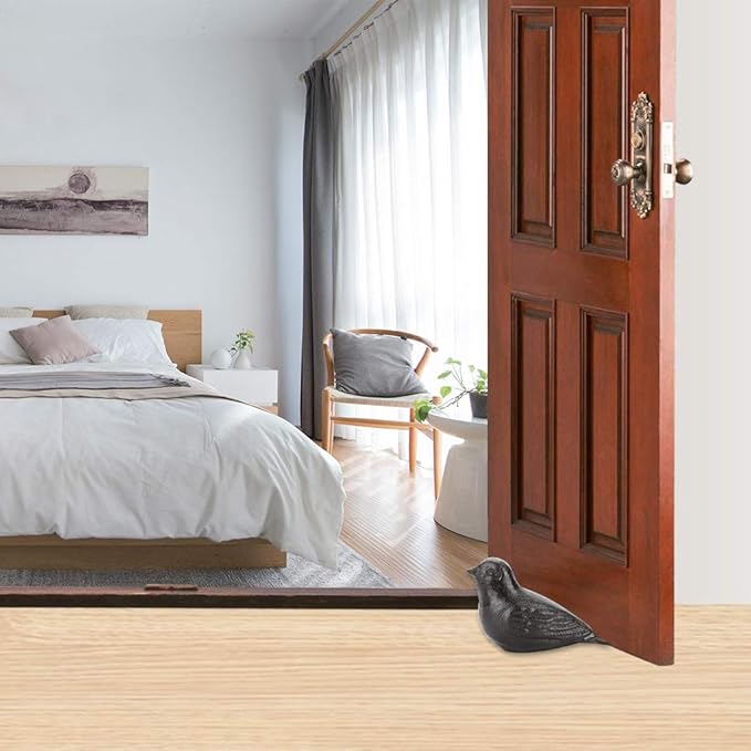 Sumnacon Cast Iron Cute Bird Door Stop - Heavy Duty Rustic Door Stopper Avoid Drilling Holes, Vintage Iron Door Wedge on All Floor Surfaces for Home Office Commercial Industrial