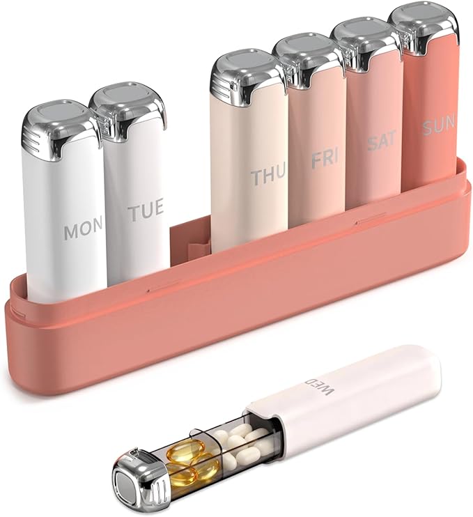 Pill Organizer 3X a Day – Weekly Pill Organizer,Detachable Pill Box 7 Day,Travel Daily Pill Case Organizer,Vitamin Organizer& Supplement Organizer for Daily Meds & Supplements,Cute Pink