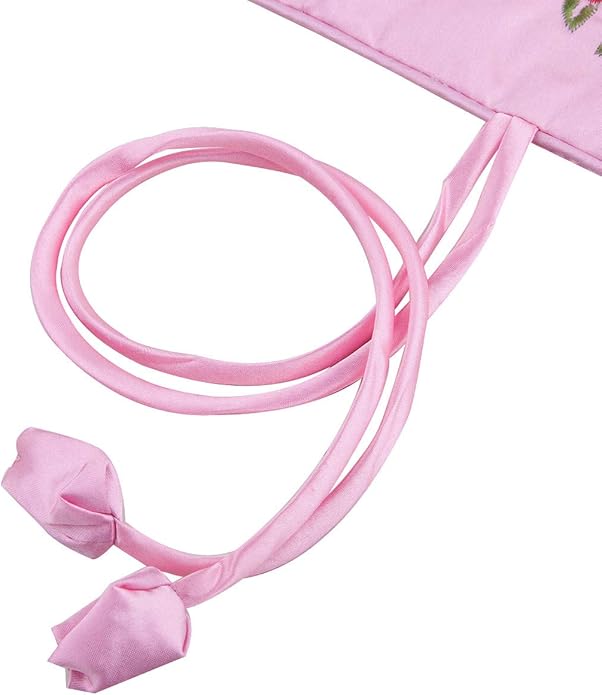 TUMBEELLUWA Embroidery Travel Jewelry Bag Roll Embroidered Flower and Bird Brocade Organizer with Tie Close