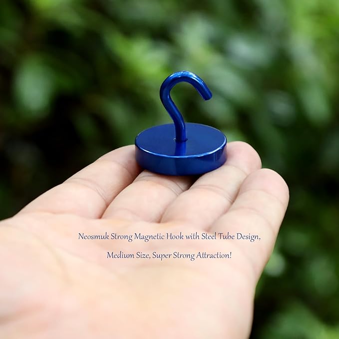 Neosmuk Magnetic Hooks, Cruise Ship Essentials, 100lb+ Heavy Duty Magnetic Hooks for Cruise Cabins, Refrigerator, Grill, Hanging, and Travel | Extra Strong Must-Have Magnet Hook, Navy Blue, Pack of 20