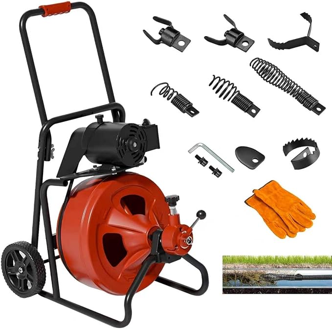 8-Piece Drain Snake Kit for 5/16" to 3/4" Cables – Heavy-Duty Manganese Steel Cutters for Roots, Grease & Stubborn Clogs – Includes Storage Case & Metal Ring