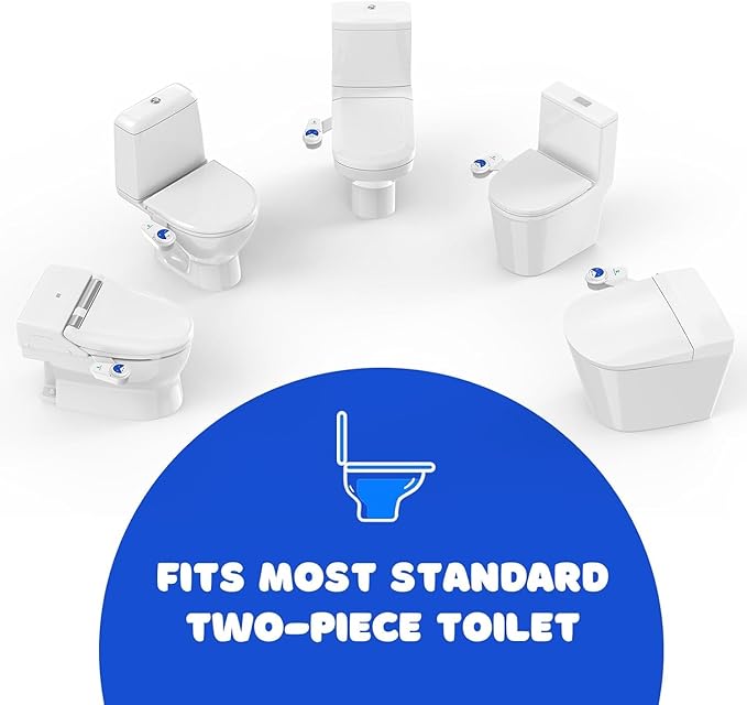 POCALAND Bidet Attachment for Toilet Seat, Non-Electric Cold Water Bidet with Pressure Controls, Dual Nozzles for Frontal & Rear Wash, Retractable Self-Cleaning for Female & Old- White