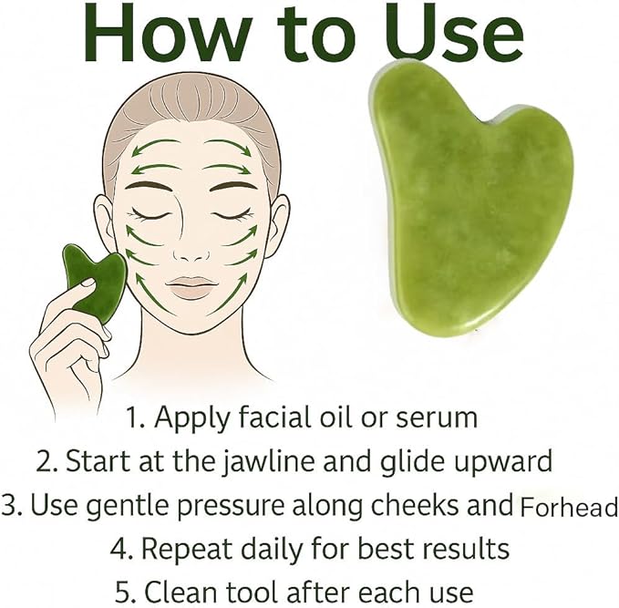 Gua Sha Facial Tool and Jade Roller Set –Anti-Aging Tools for Lymphatic Drainage, Puffiness, Wrinkles, and Relaxation – Skincare Tool for Face and Neck (Light Green)