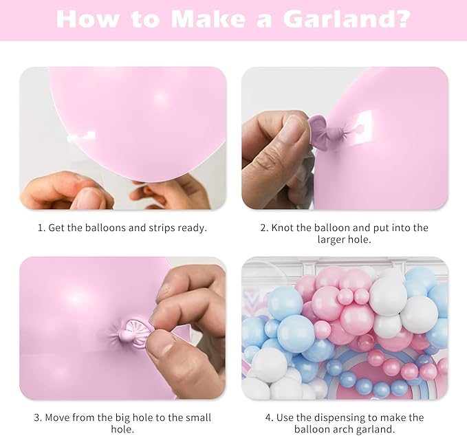 Pink and Blue Balloons Garland Arch Kit,Gender Reveal Balloon,Pink Blue White Clear Party Latex Balloons with 18/12/5 Inch Different Sizes for Gender Reveal Birthday Baby Shower Wedding Anniversary