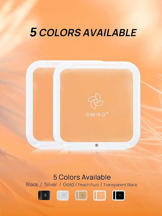 OMIRO Folding Compact Mirror, 1X/30X Magnification 3½” Pocket Size Square Hand Mirror for Travel Makeup (Peach Fuzz)