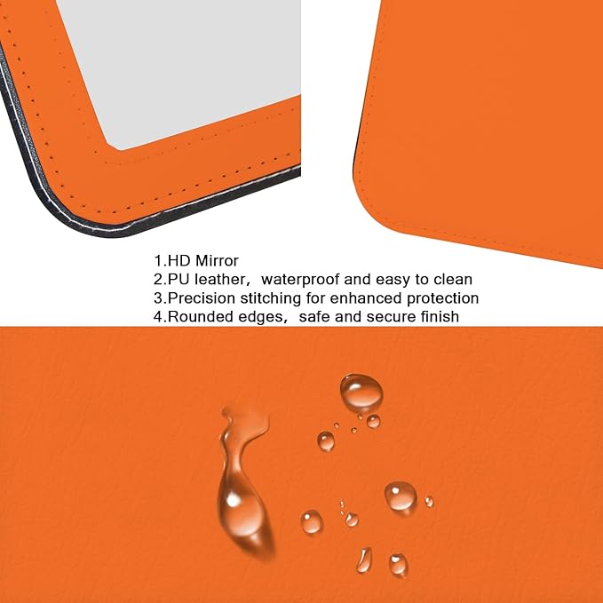 Portable Mirror, Folding Travel Makeup Mirror Adjustable Stand for Desk Compact Personal Hand Mirror for Makeup, Shaving, Home, Camping, Office & On-The-Go (Orange)